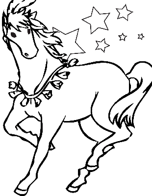 Kolorowanka koń wśród gwiazd